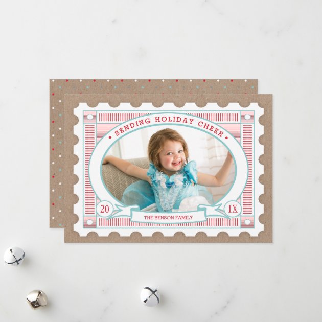Vintage Postage Stamp Holiday Photo Card