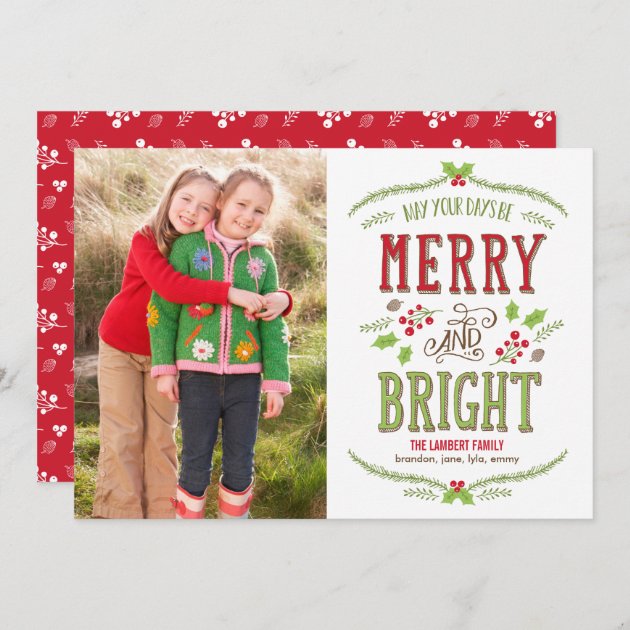 Bright Christmas Holiday Photo Card