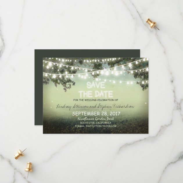 String Of Lights Rustic SAVE THE DATE FLAT CARDS
