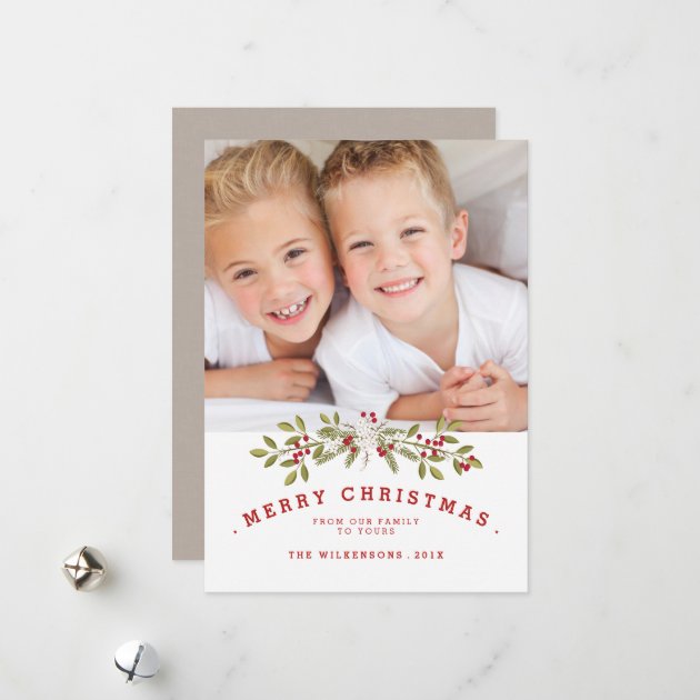 Holiday Garland Merry Christmas Two Photo Card