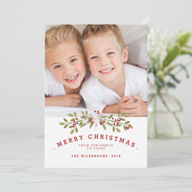 Holiday Garland Merry Christmas Two Photo Card