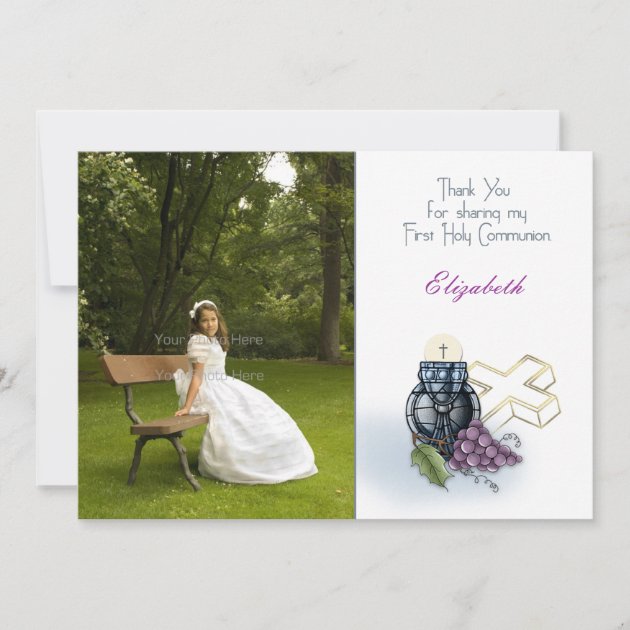 First Holy Communion Photo Thank You Card