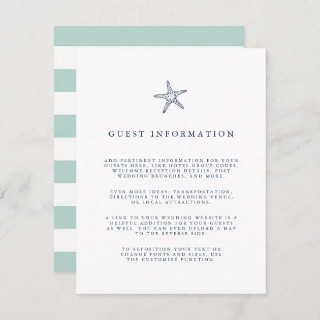 Nautical Starfish Wedding Guest Details Enclosure Card