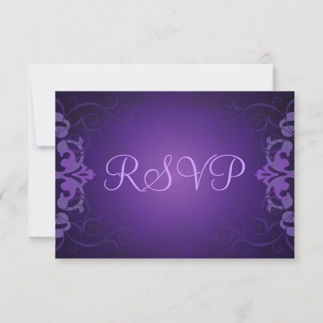 Noble Purple & Liliac Scroll RSVP Card