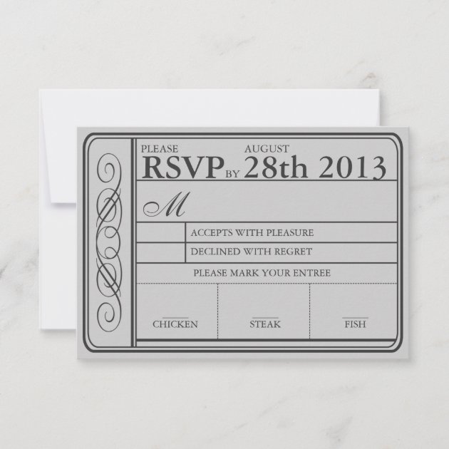 Wedding Ticket RSVP  II  Punchout Gray