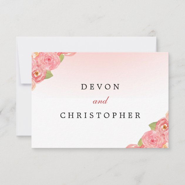Pink Ombre Floral Watercolor Response Cards