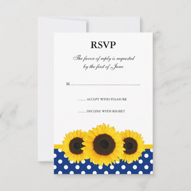 Sunflower White and Blue Polka Dot Response Card