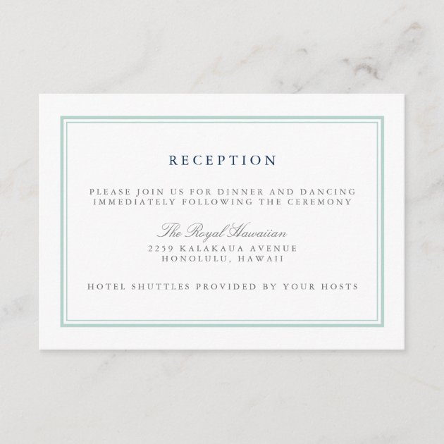 Seaglass Tides Wedding Reception Enclosure Card