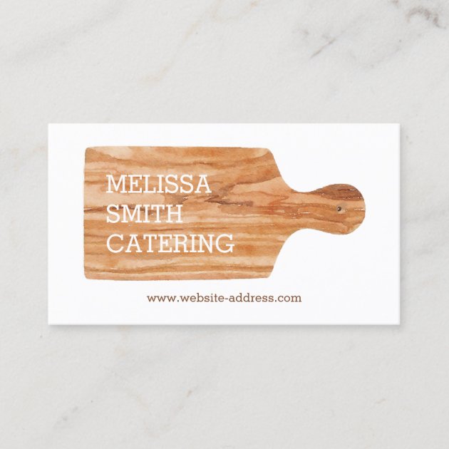 Watercolor Cutting Board Catering Chef Logo Business Card (front side)