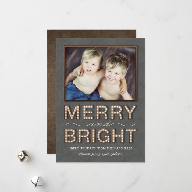 Marquee Lights Holiday Photo Card Merry And Bright