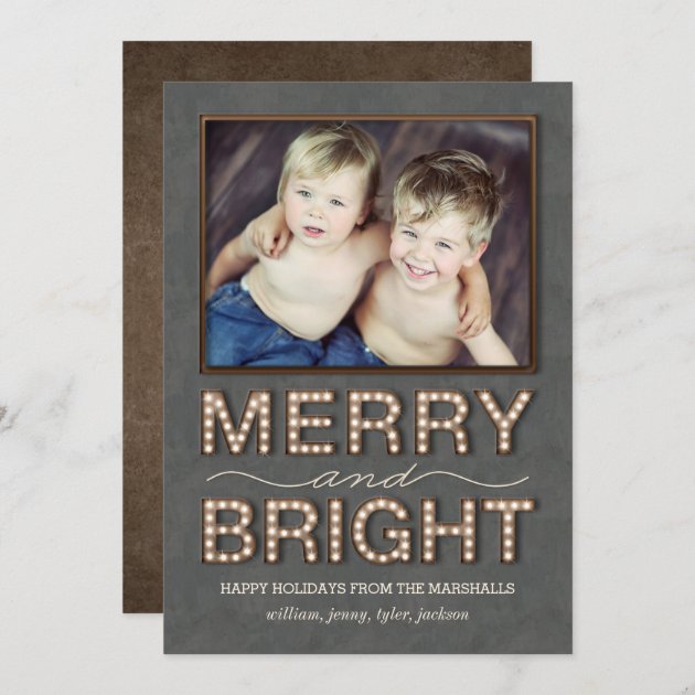 Marquee Lights Holiday Photo Card Merry And Bright