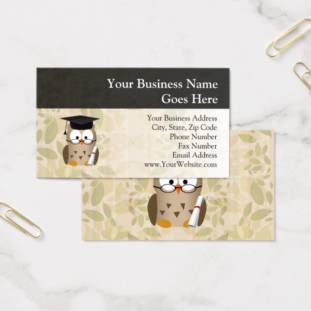 Cute Wise Owl Graduate Business Card