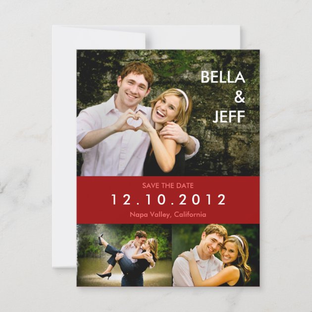 Snapshots Wedding in Red Save the Date Card