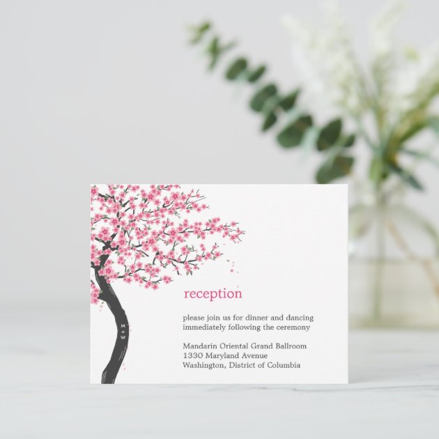 Cherry Blossoms Wedding Reception Card