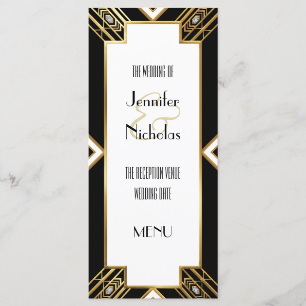 Glamourous Art Deco Geometric Wedding Menu