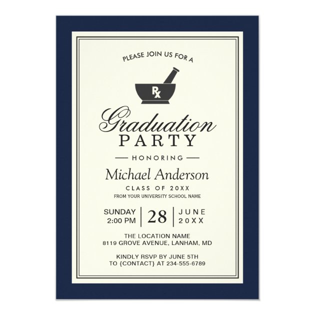 Class Of 2018 Pharmacy School Graduation Party Invitation