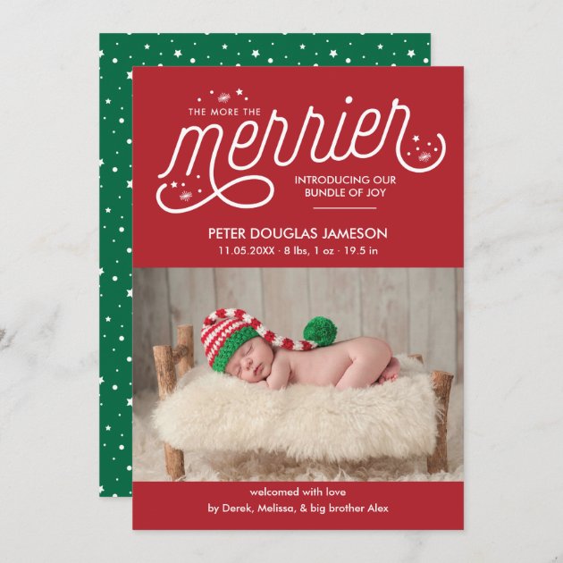 More The Merrier Christmas Birth Announcement