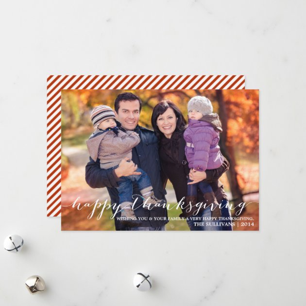 White Script Happy Thanksgiving Photo Card