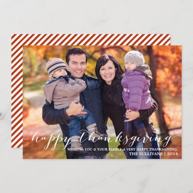 White Script Happy Thanksgiving Photo Card