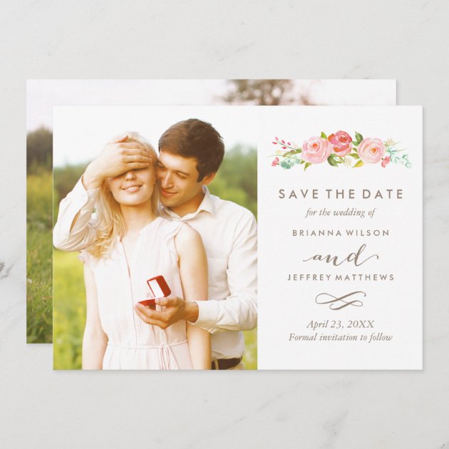 Rose Garden Floral Save The Date Photo Card