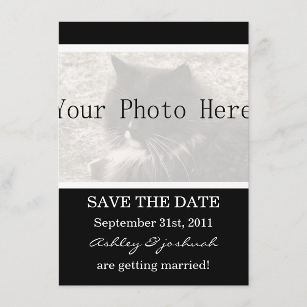 Elegant Black Your Photo Save The Date Invites
