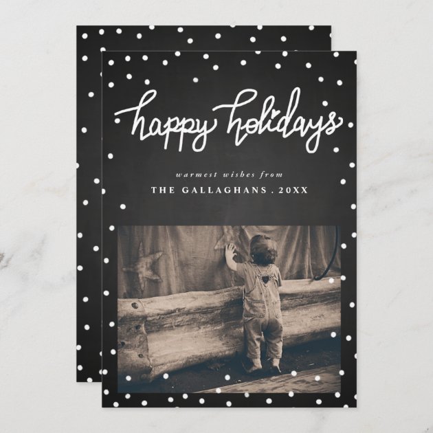 Happy Holidays Chalkboard Handwritten Photo Holiday Card