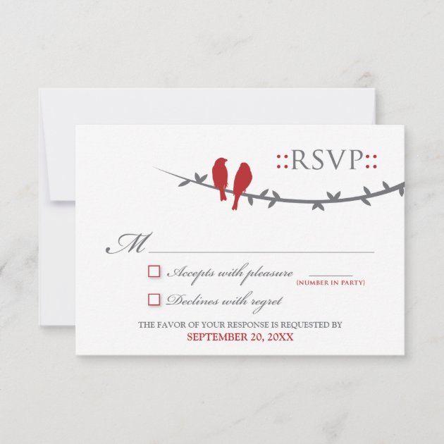 Love Birds RSVP Card (red & white)