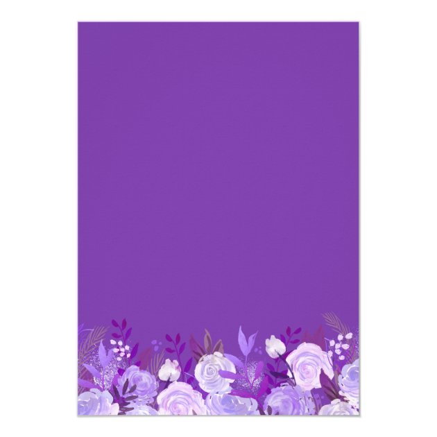 Lavender Purple Floral Modern Silver Frame Wedding Invitation