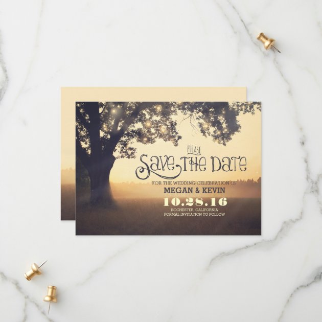 Save The Date Invitation With Tree & Lights