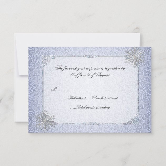 Crystal Blue Snowflake Wedding Response Card