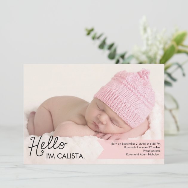 Chic Introduction Birth Announcement - Pink