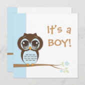Cute Baby Owl It's a Boy Baby Shower Invitation | Zazzle