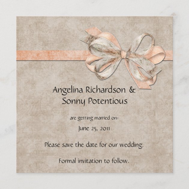 Vintage Peach and Brown Pattern Save The Date