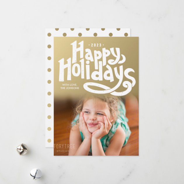 Hand Lettered Happy Holidays Modern Photo Card
