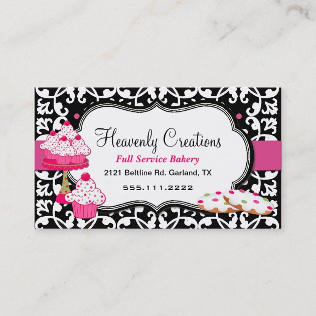 Sweet Treats and Damask Bakery Business Card (front side)