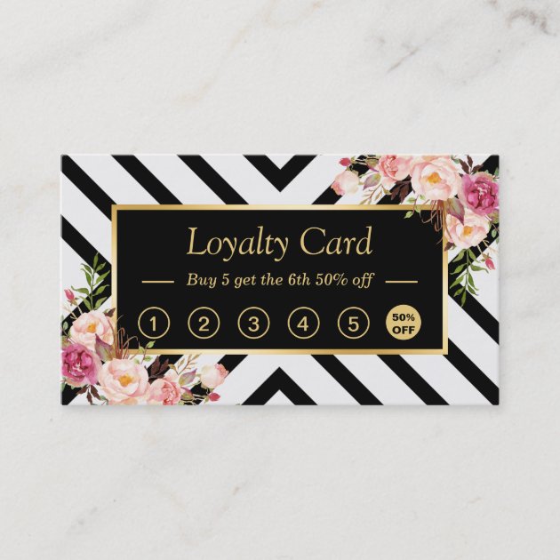 Beautiful Floral Abstract Stripes | Loyalty Card