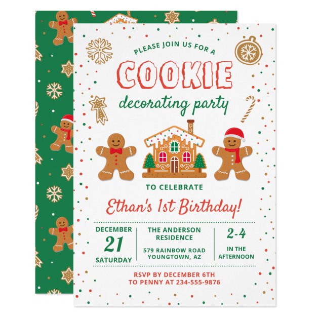 Holiday Cookie Decorating Party Birthday Invitation