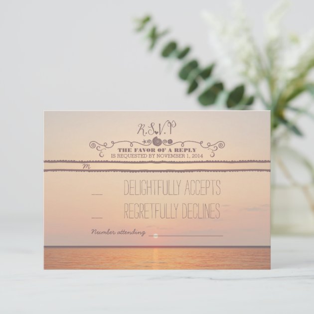 Beach Sunset Wedding RSVP Card