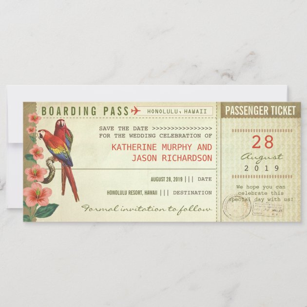 boarding pass save the date tickets