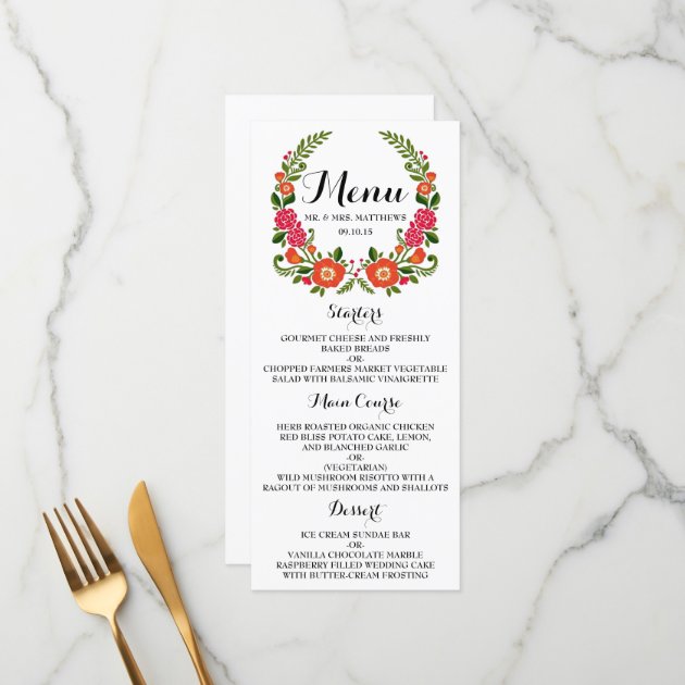 The Modern Floral Wreath Wedding Collection Menu