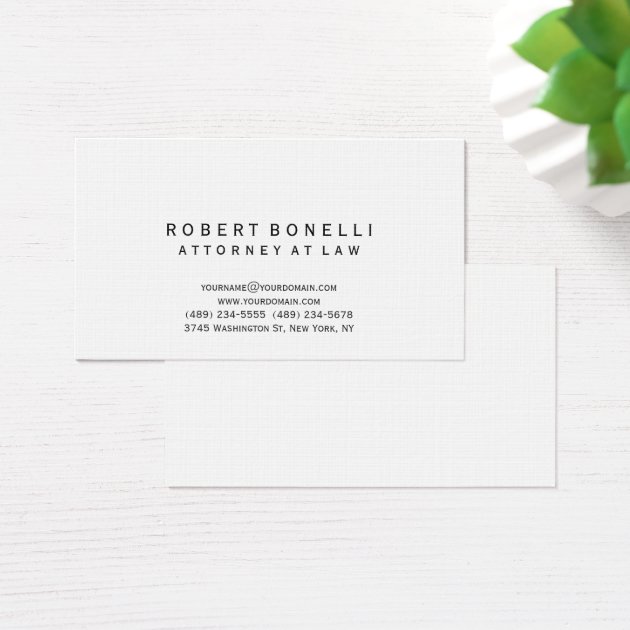 Linen Unique Attorney At Law Simple Business Card