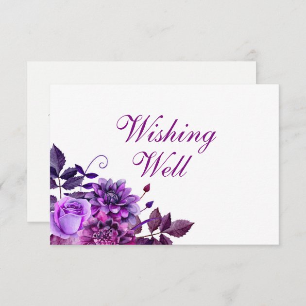Purple Flowers Wishing Well. Wedding Insert Card
