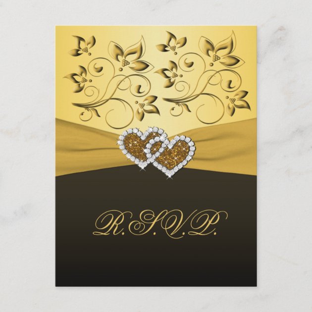 PRINTED RIBBON Joined Hearts RSVP Card