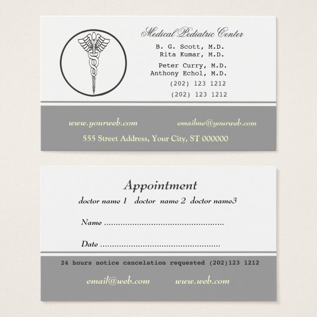 Pale Neutral Color Medical Doctor Appointment Business Card