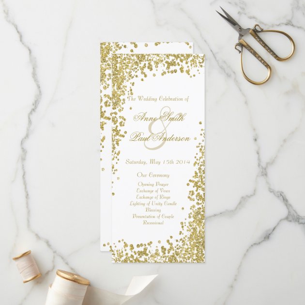 Gold Confetti & Glitter Wedding Program V