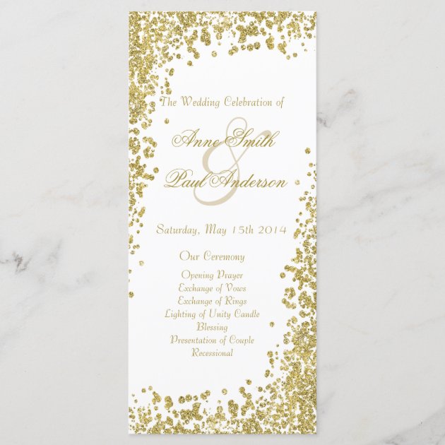 Gold Confetti & Glitter Wedding Program V