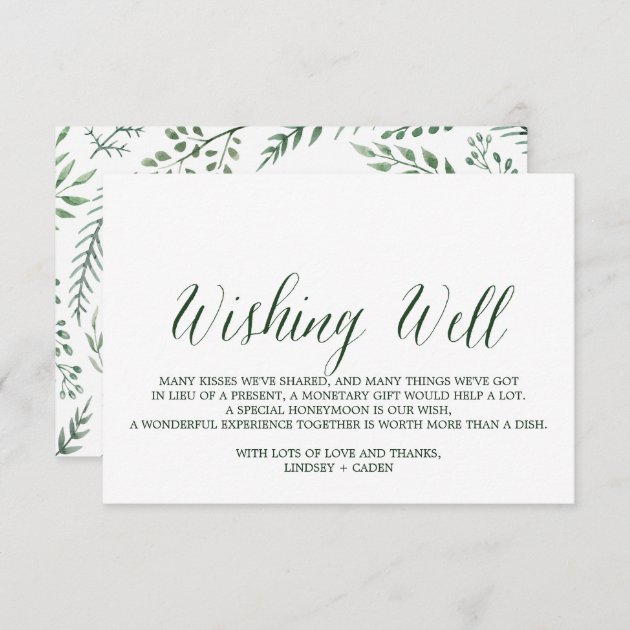 Green Rustic Wreath Wedding Wishing Well Enclosure Card