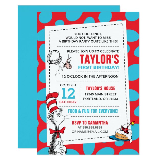Dr. Seuss | The Cat In The Hat Birthday Invitation