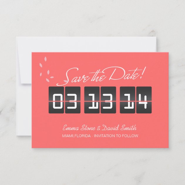 Coral Pink Spring Wedding Save the Date Cards