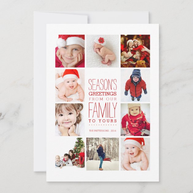 Year of Photos Season's Greetings Collage in Red Holiday Card